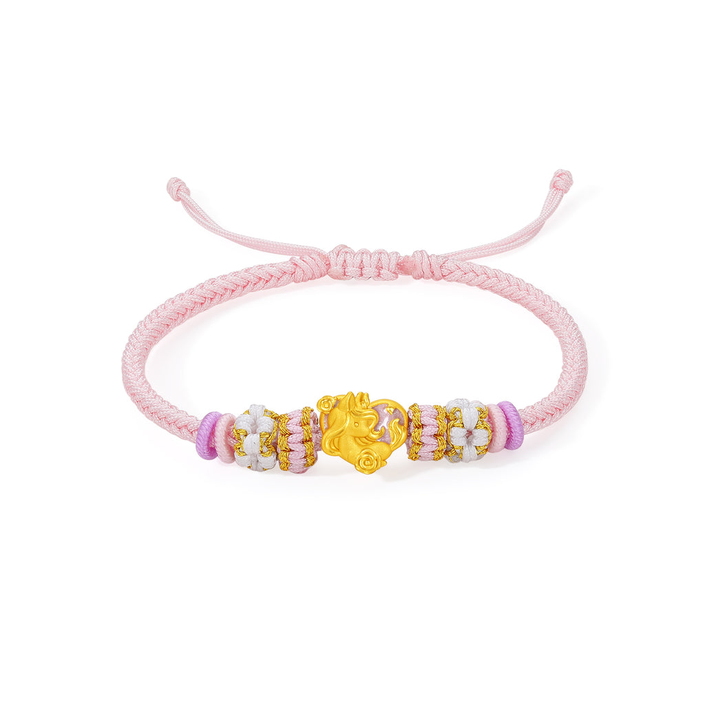 'Year of the Horse'  24K Gold String Bracelet Horse Heart 0.7-1g 16cm-22cm A1715542