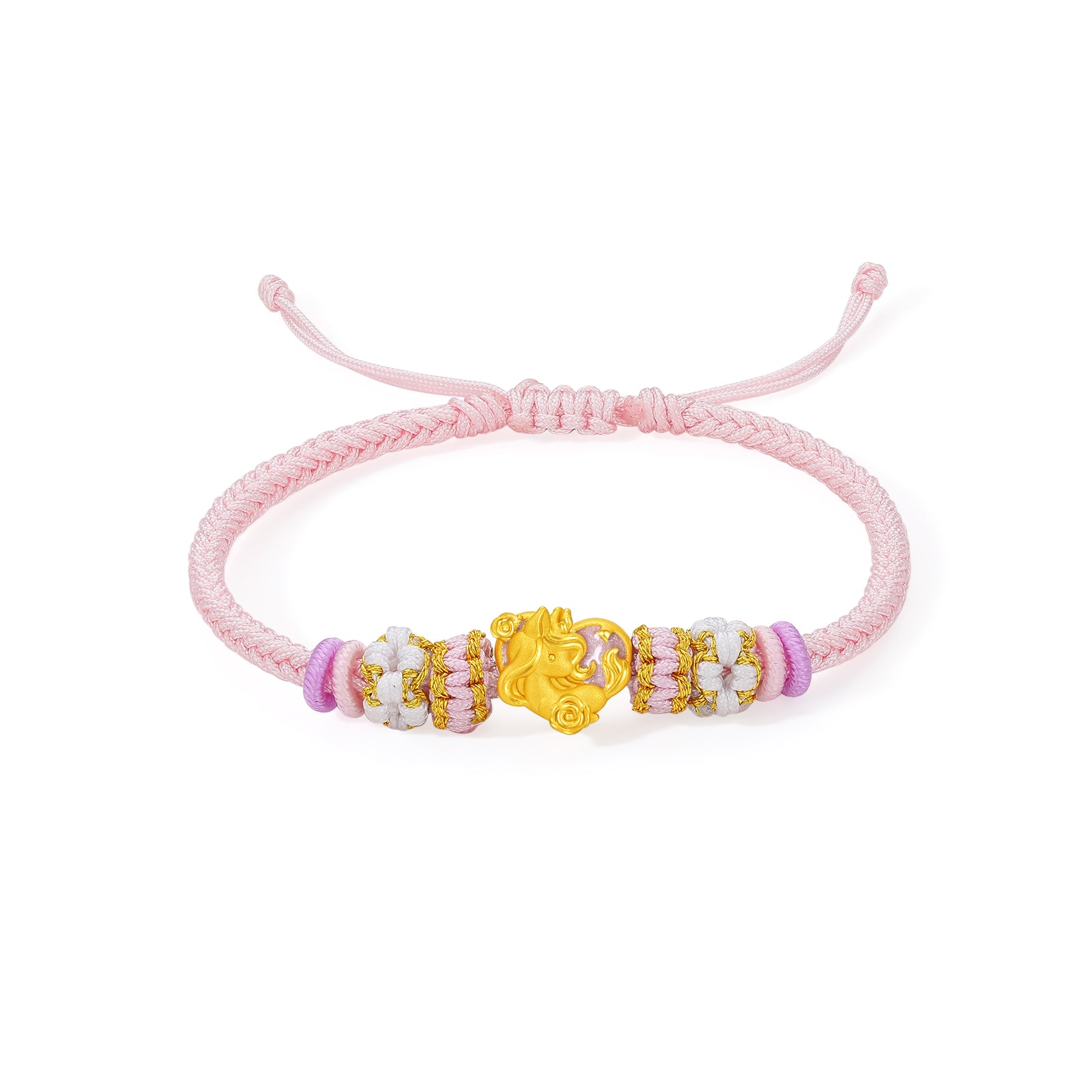 'Year of the Horse'  24K Gold String Bracelet Horse Heart 0.7-1g 16cm-22cm A1715542