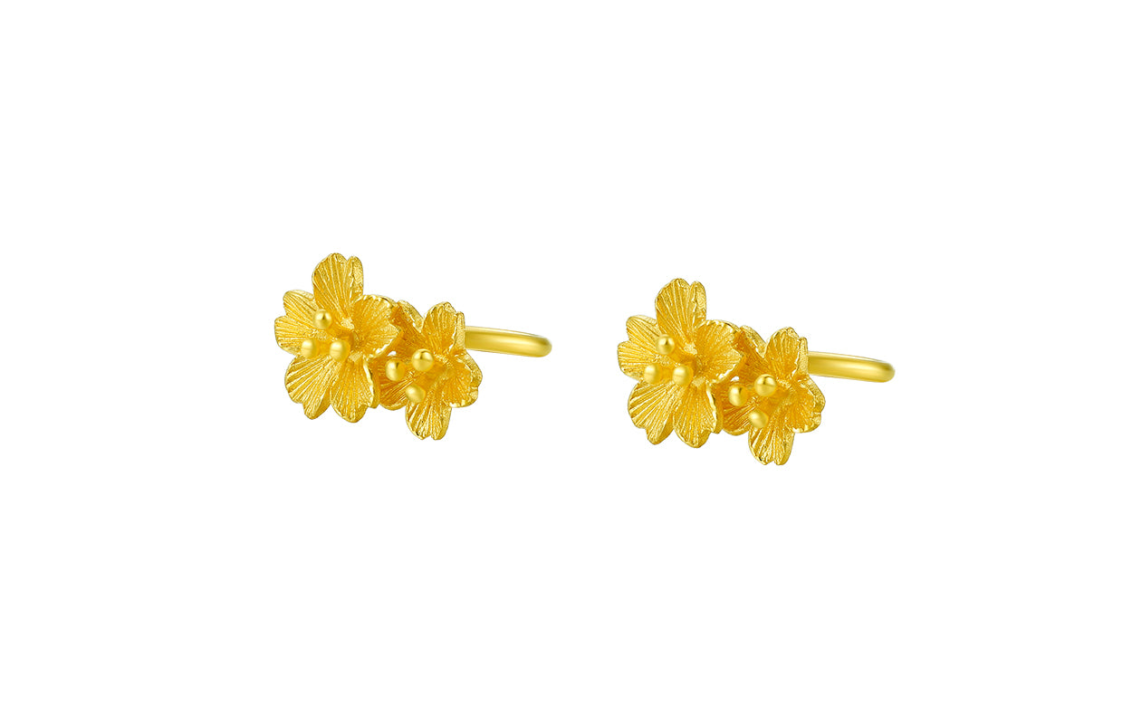 999 24K Gold Earrings Flower 2.1-3g A098663