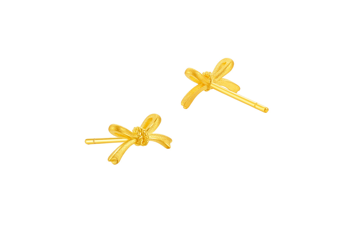 999 24K Gold Earrings Bow 1.59-1.89g A0914058