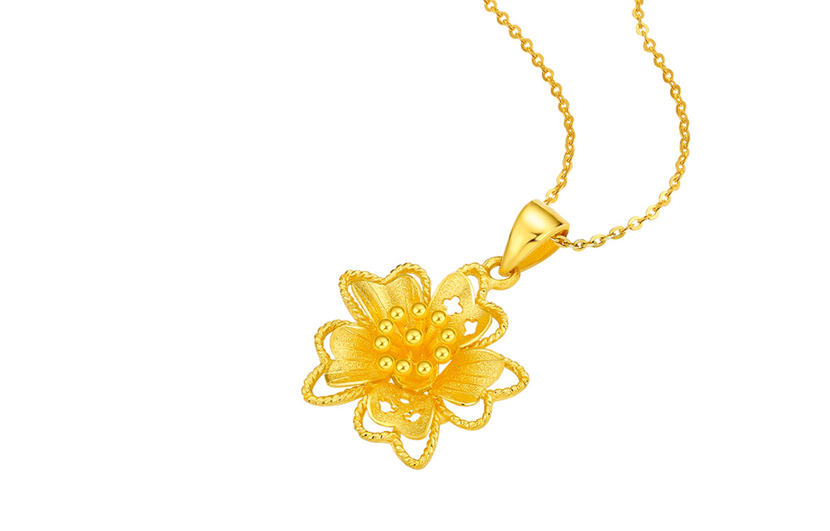 999 24K Gold Pendant Flower 3-3.7g A0410584