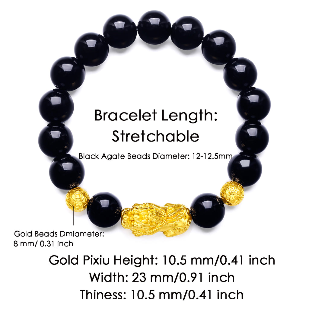 24K Gold Beaded Bracelet Agate Pixiu 2.6-3g ADMN193450