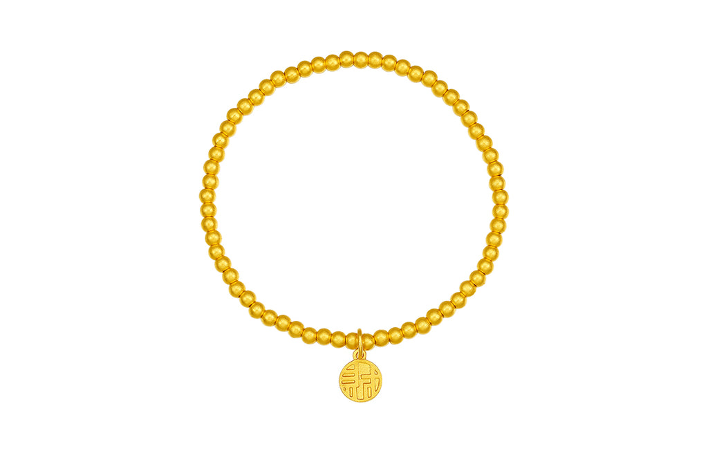 999 24K Gold Beaded Bracelet 4.6-5g A198681