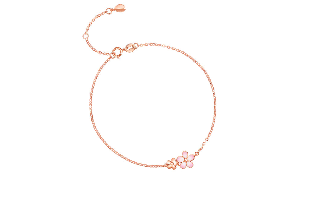 日艺馆 18K Rose Gold Chain Bracelet              Flower 1-1.4g KIHH076840