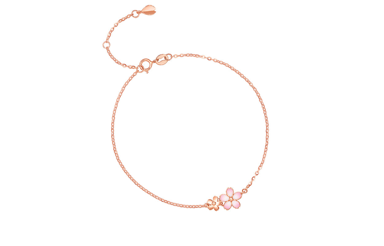 日艺馆 18K Rose Gold Chain Bracelet              Flower 1-1.4g KIHH076840