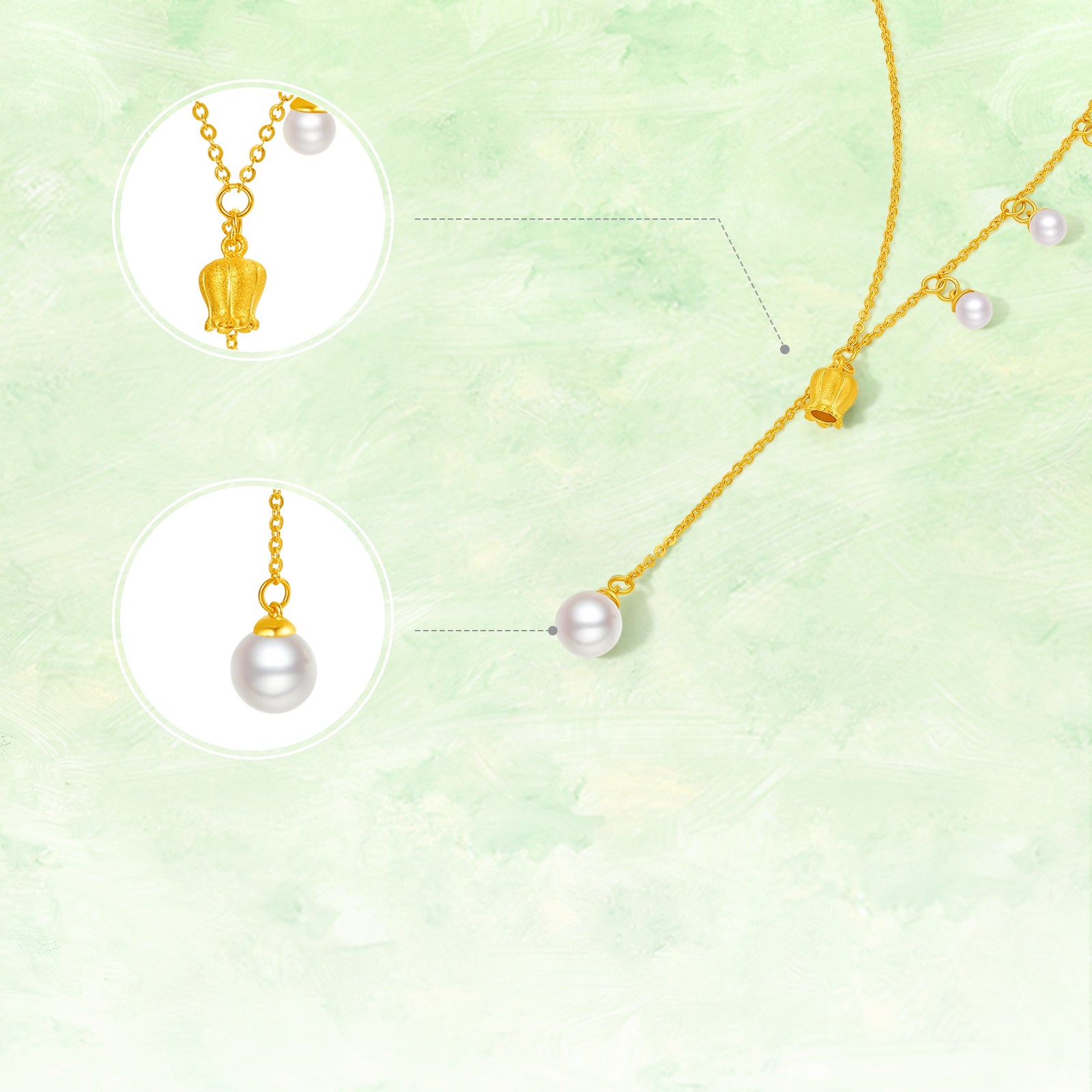 999.9 24K Gold Pendant Necklace Pearl 2.5-3.1g X0613030