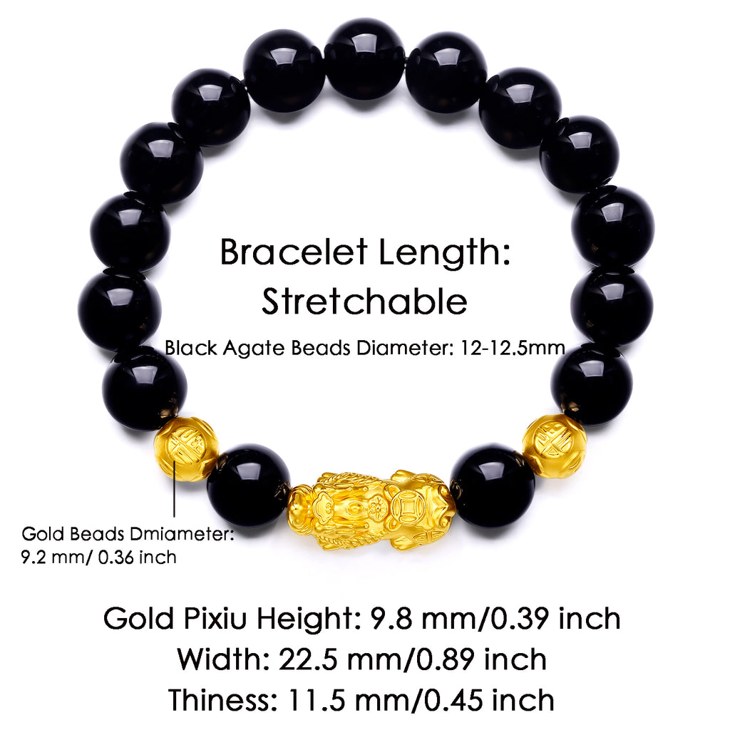 24K Gold Beaded Bracelet Agate Pixiu 3.4-3.8g ADMN193470