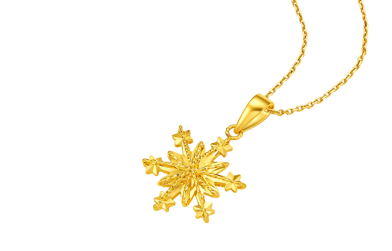 "infinite" 24K Gold Pendant Snowflake 0.92-1.42g A049617