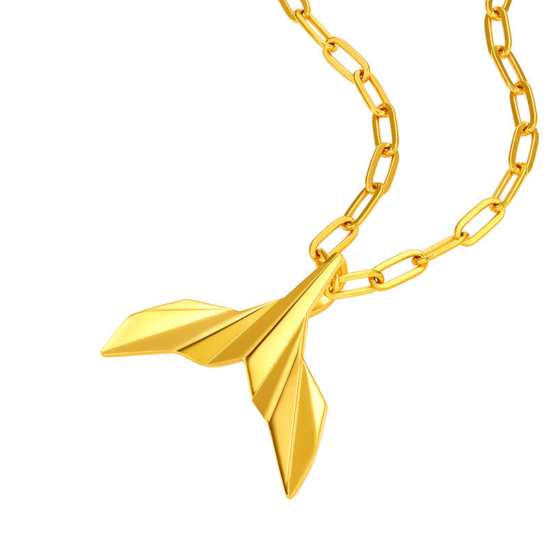 "ZHOU LIU FU X Johnny Huang"  24K Gold Pendant Whale tail 2.5-2.8g A0411514