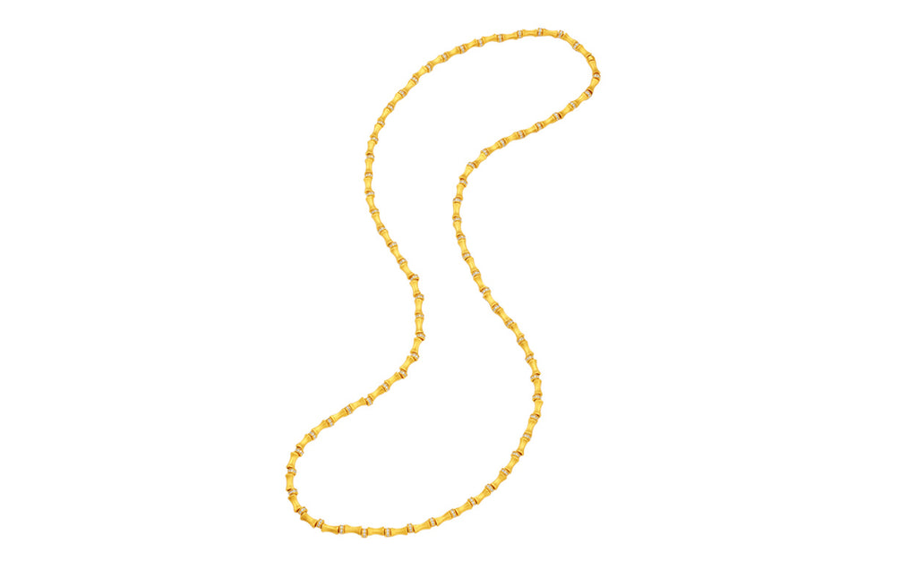 "Chinese Culture Collection - Dan Qing" 24K Gold Beaded Bracelet Diamond 0.0024ct Bamboo 25-30g W1936313