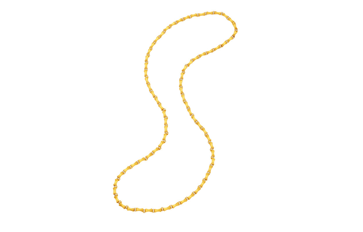 "Chinese Culture Collection - Dan Qing" 24K Gold Beaded Bracelet Diamond 0.0024ct Bamboo 25-30g W1936313