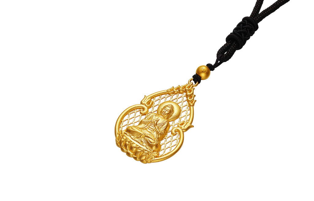 "Antiquity Gold" 999.9 24K Gold Pendant Necklace Buddha 5-5.5g AA043859