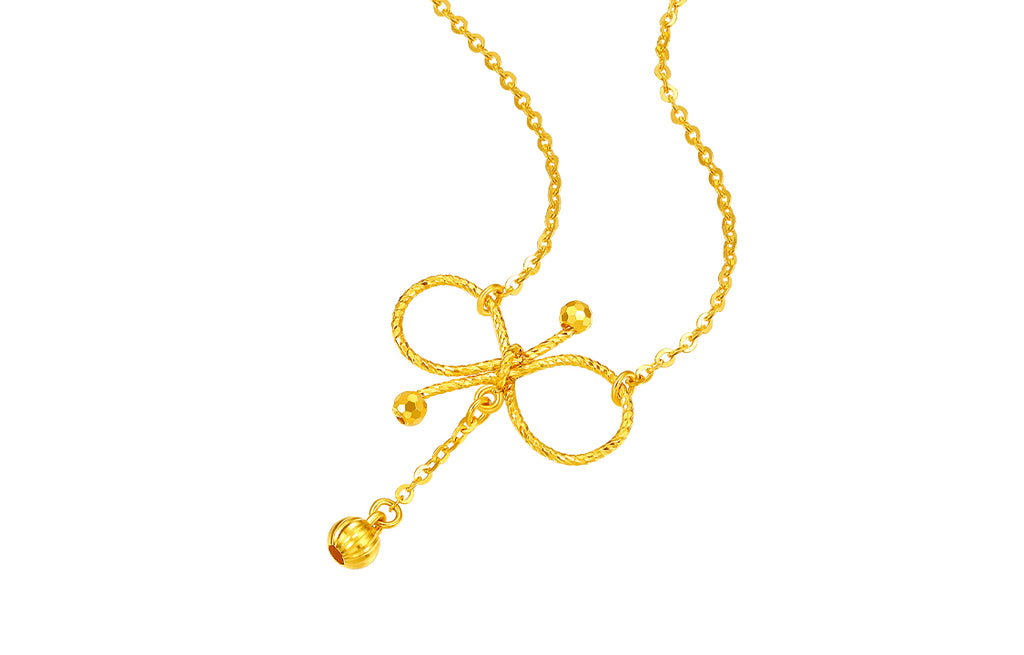 "infinite" 24K Gold Pendant Necklace              Bow 2.41-3.01g AW066645