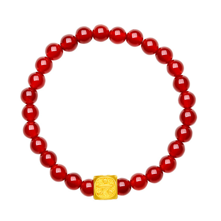 24K Gold Beaded Bracelet Agate 0.6-0.9g Shun 顺 A1911358