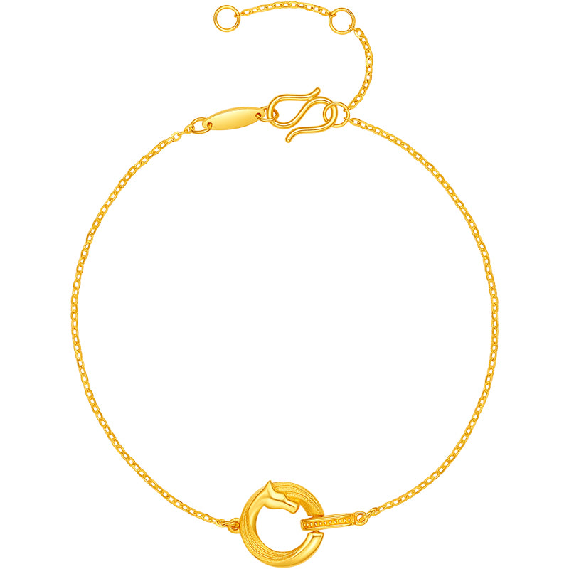 'Year of the Horse'  24K Gold Chain Bracelet Horse 2.1-2.5g 16cm-19cm A0723470