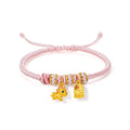 'Year of the Horse' 24K Gold String Bracelet Horse Yuanbao 1-1.3g 16cm-22cm A1715525