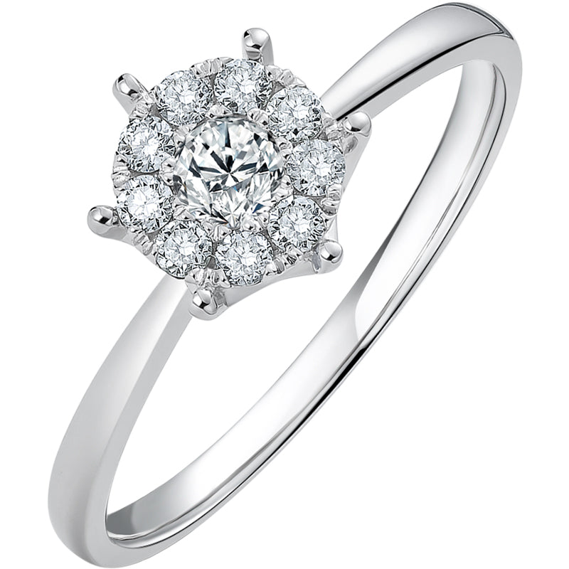 18K White Gold Ring Diamond 0.1ct 0.015ct 1.7-2.3g KGDB020959
