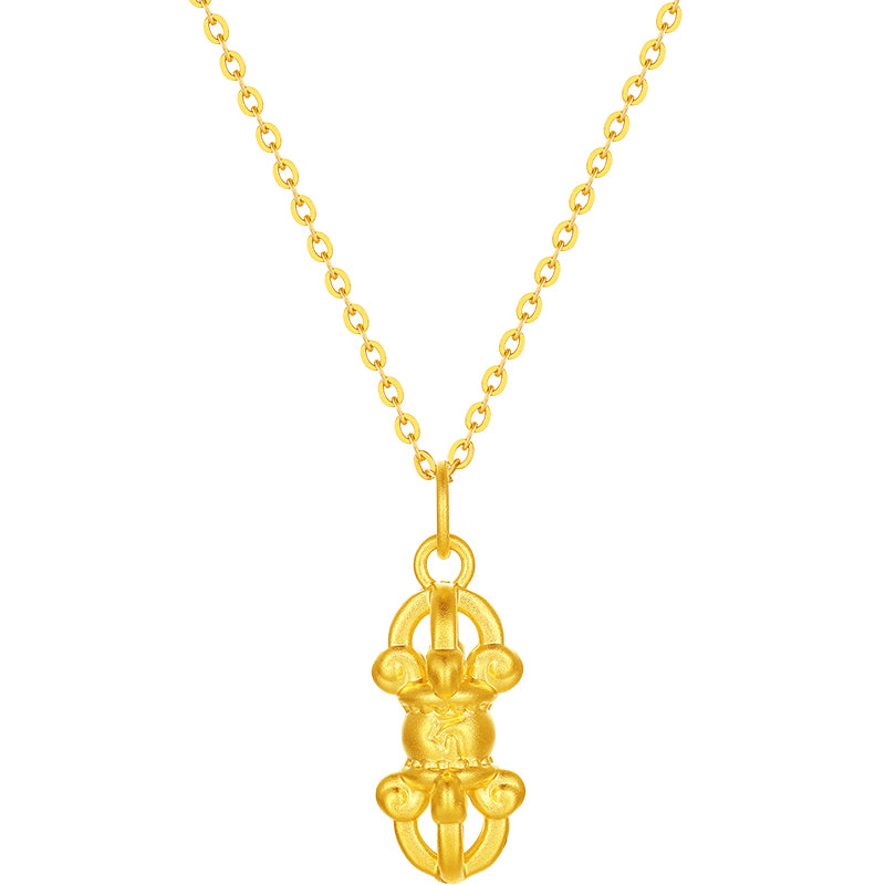 'Jiuhua Mountain' 24K Gold Pendant Vajra A0415255