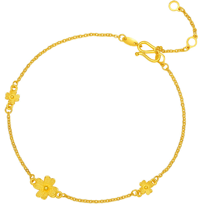 24K Gold Chain Bracelet Clover 2.31-2.71g 16-19cm A0710814