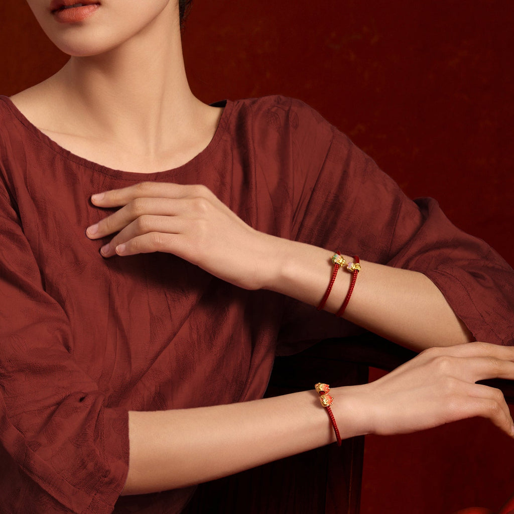 'Jiuhua Mountain' 24K Gold Charm Bracelet Ksitigarbha's Mount Diting 17cm & 19cm A1615443