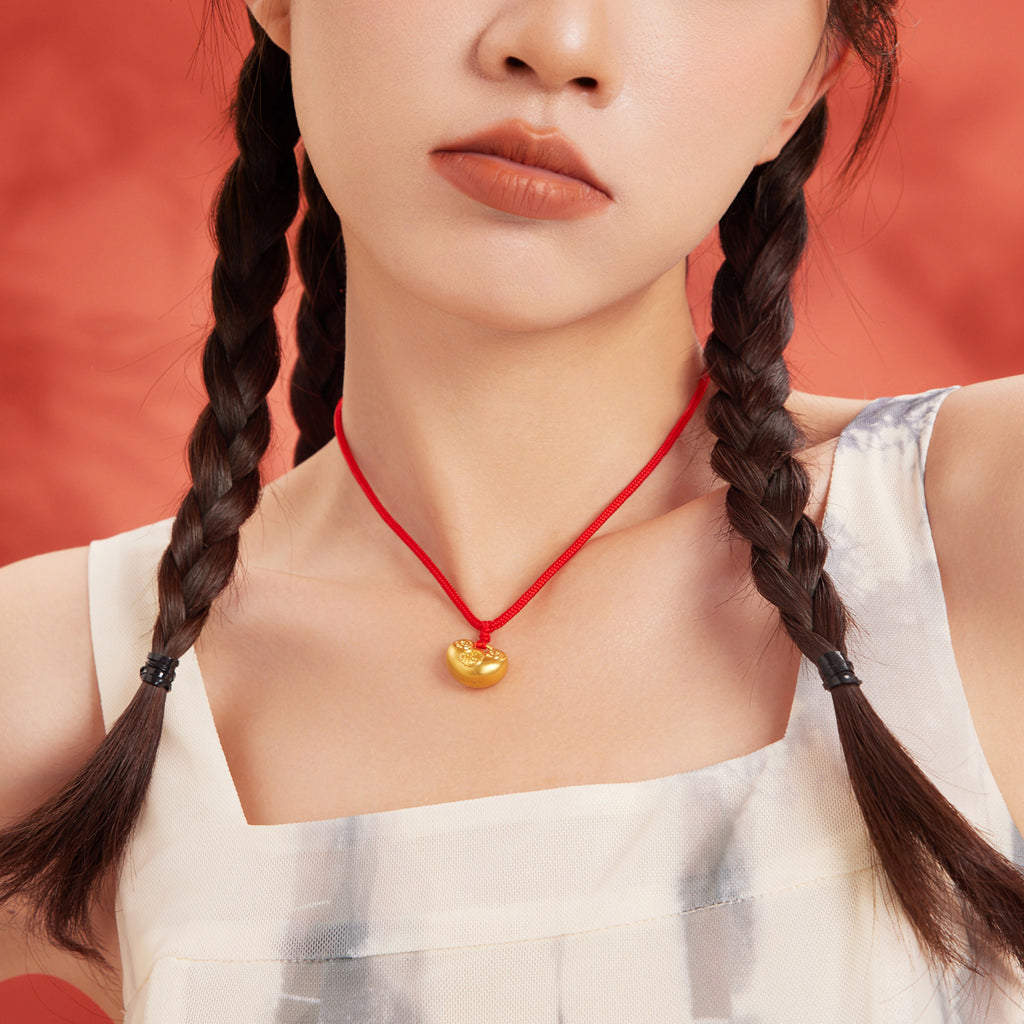 999.9 24K Gold Pendant Necklace 5.2-6.2g Ruyi 如意 A0412637