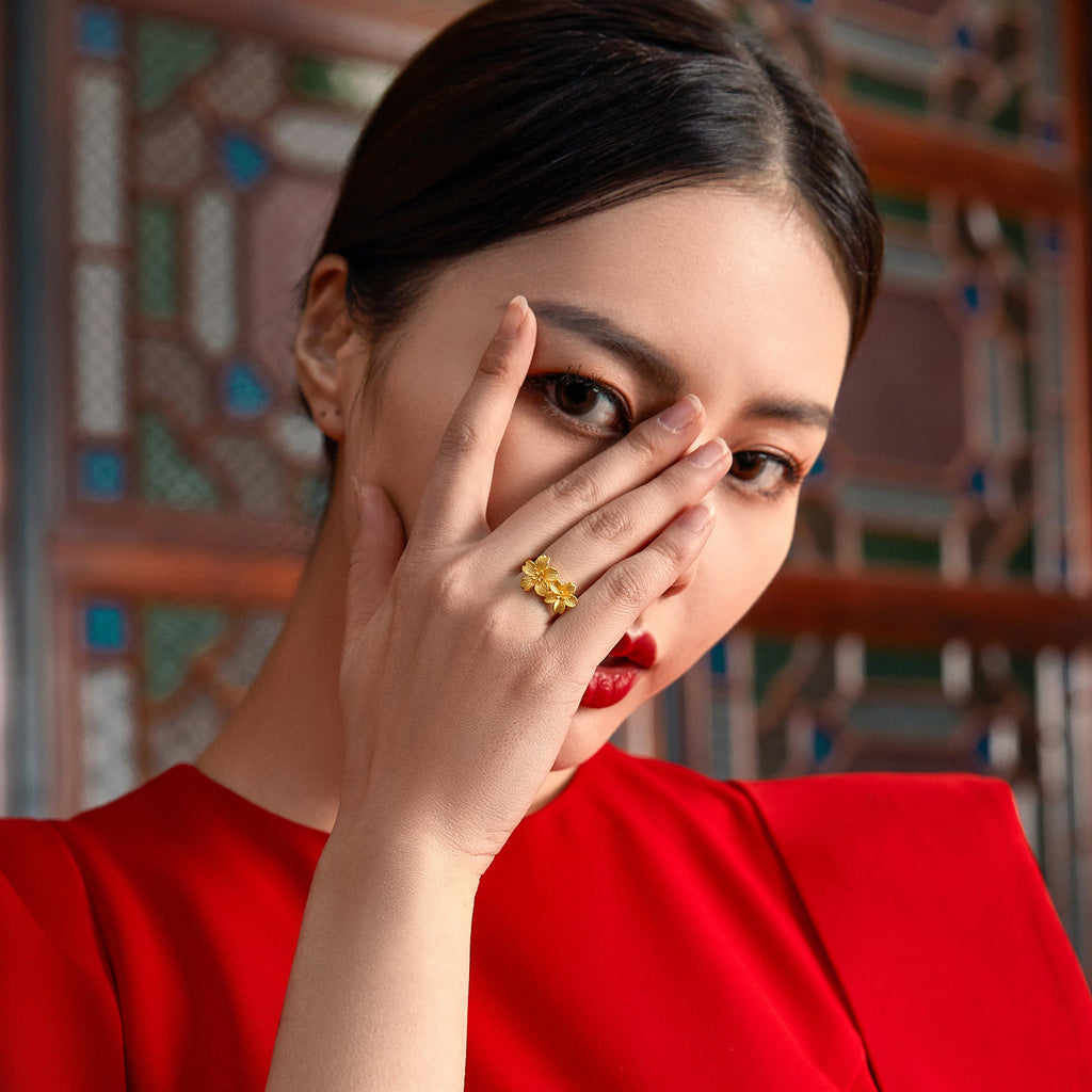 999 24K Gold Ring Flower 3-6g A018657