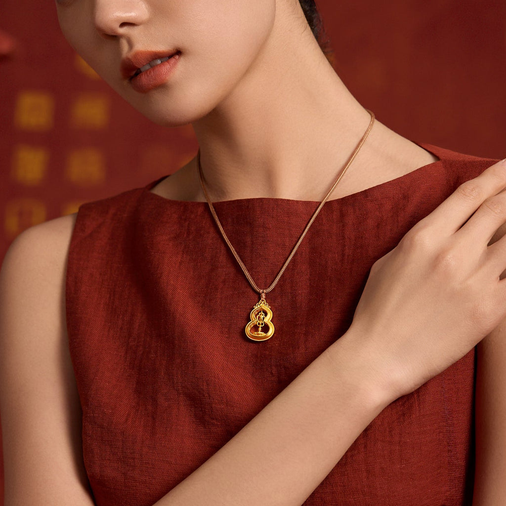 'Jiuhua Mountain' 999.9 24K Gold Pendant Necklace Vajra A0415324