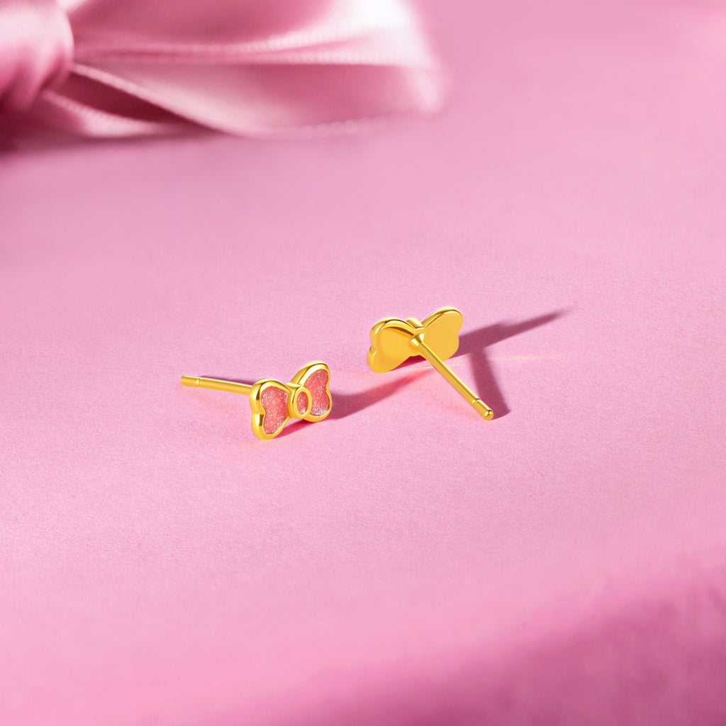 "Honey" 999 24K Gold Earrings Bow 1.4-1.9g A0913240
