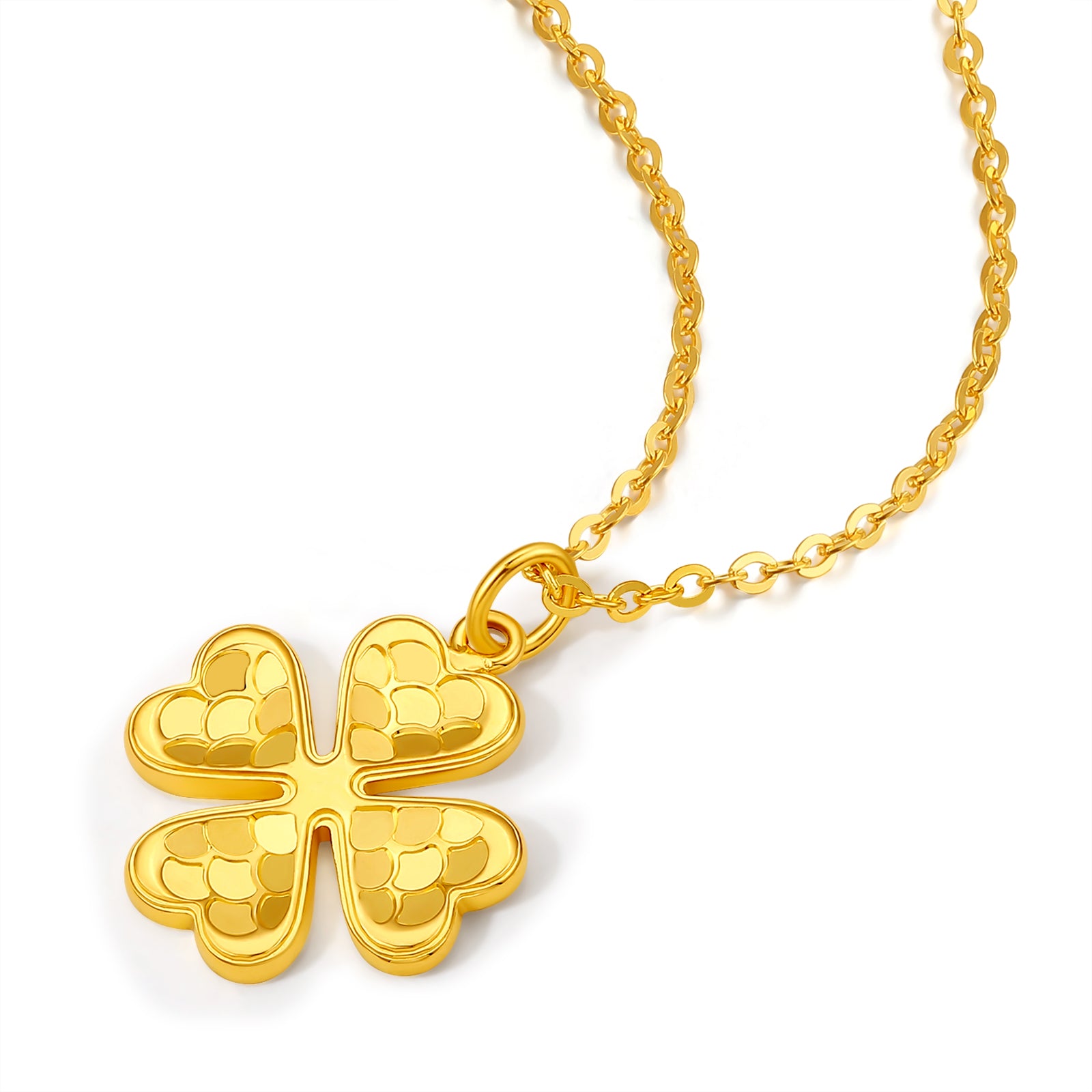 24K Gold Pendant Necklace Clover 3.6-4.2g 40+5cm A0610846