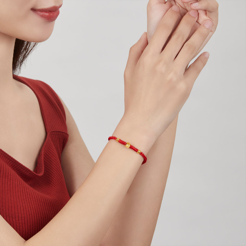 999 24K Gold String Bracelet 1.21-1.81g A178883