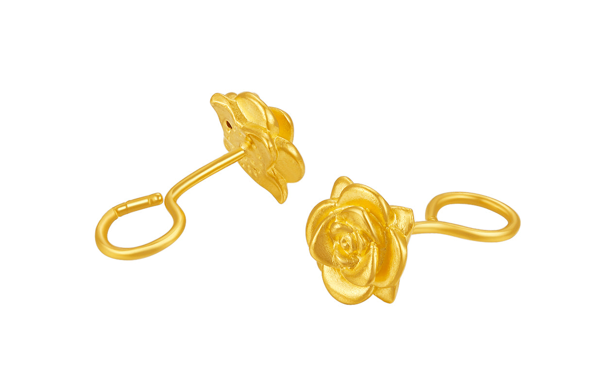24K 黃金耳環 玫瑰花 1.4-1.6克 AD090267
