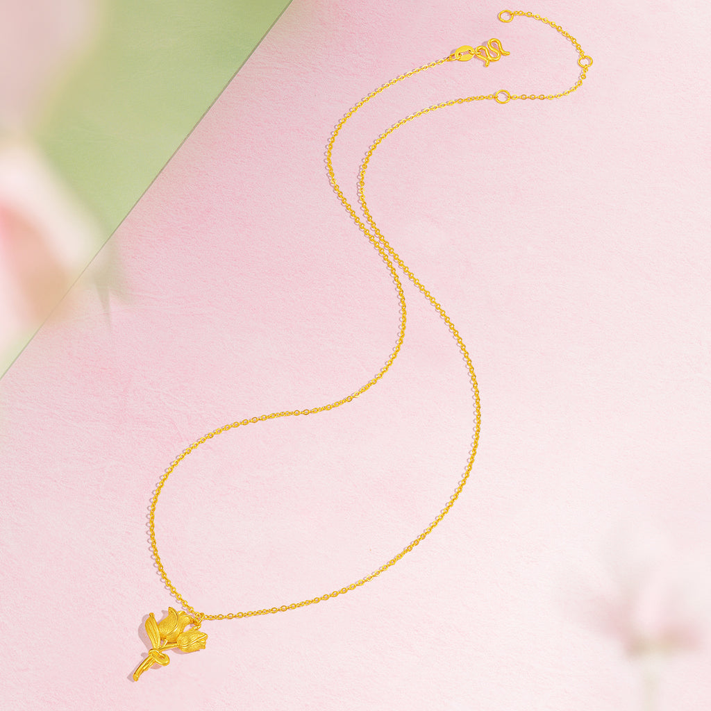 “Dream in the Garden” 24K Gold Chain Bracelet Flower 1.5-1.9g A0714995