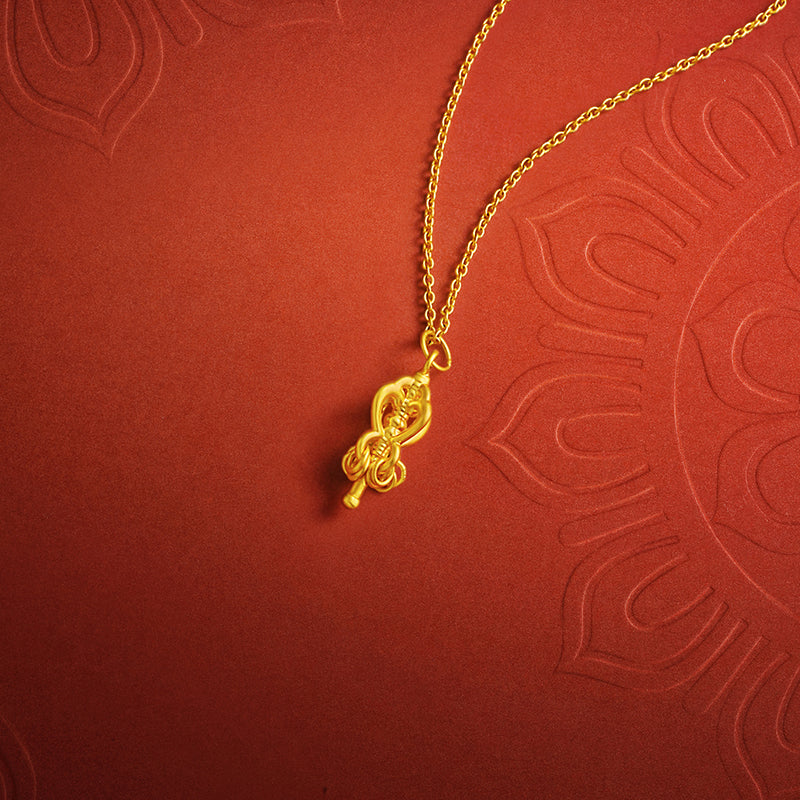 'Jiuhua Mountain' 24K Gold Pendant Vajra A0415254