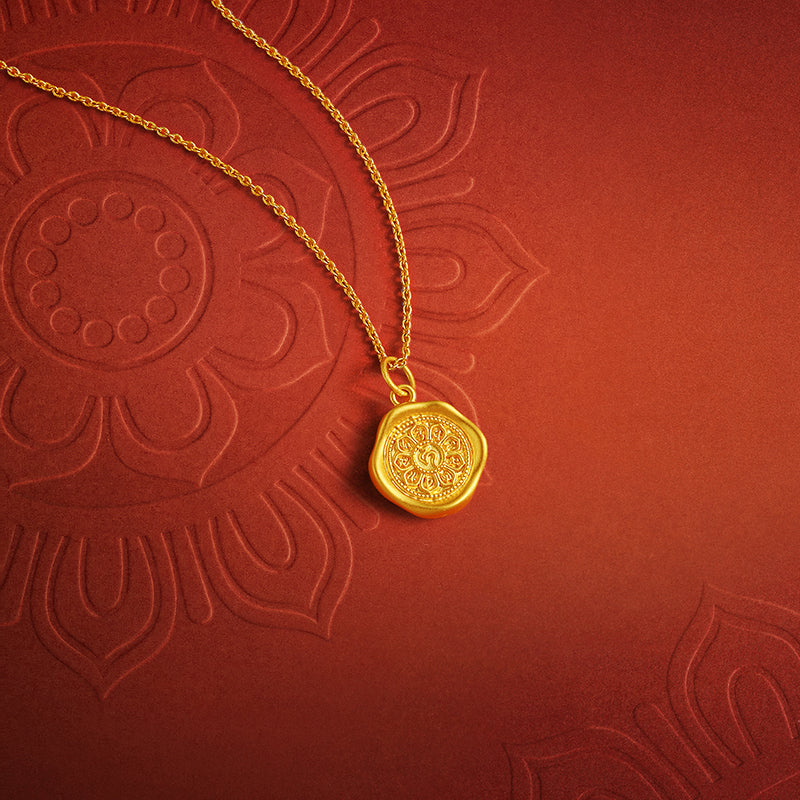 "Jiuhua Mountain" 24K Gold Pendant Buddhist Scripture A0415253