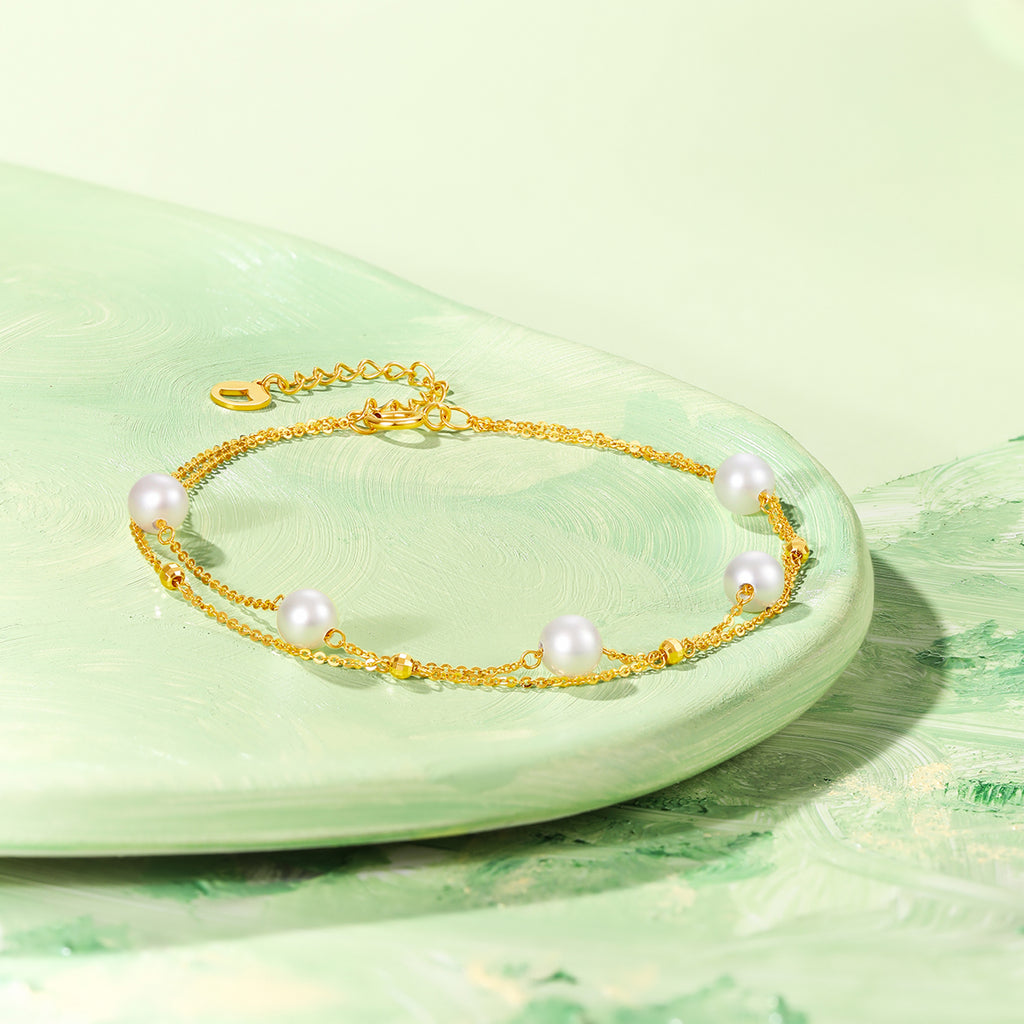 18K金鍊手鍊，珍珠，0.75-1.05克，貨號X0713028