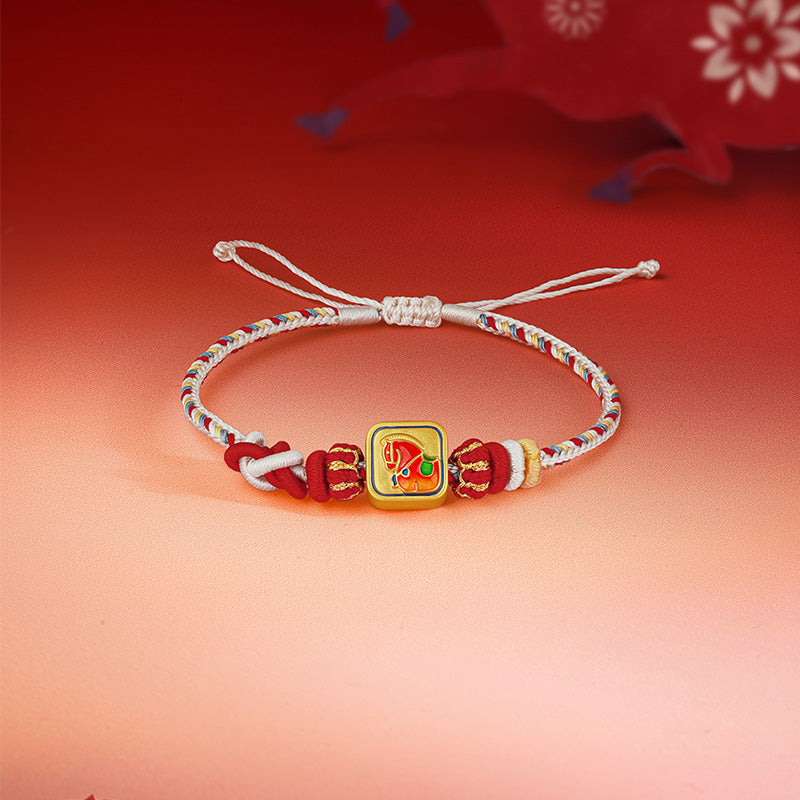 'Year of the Horse'  24K Gold String Bracelet Horse 0.89-1.19g 16cm-22cm A1720840