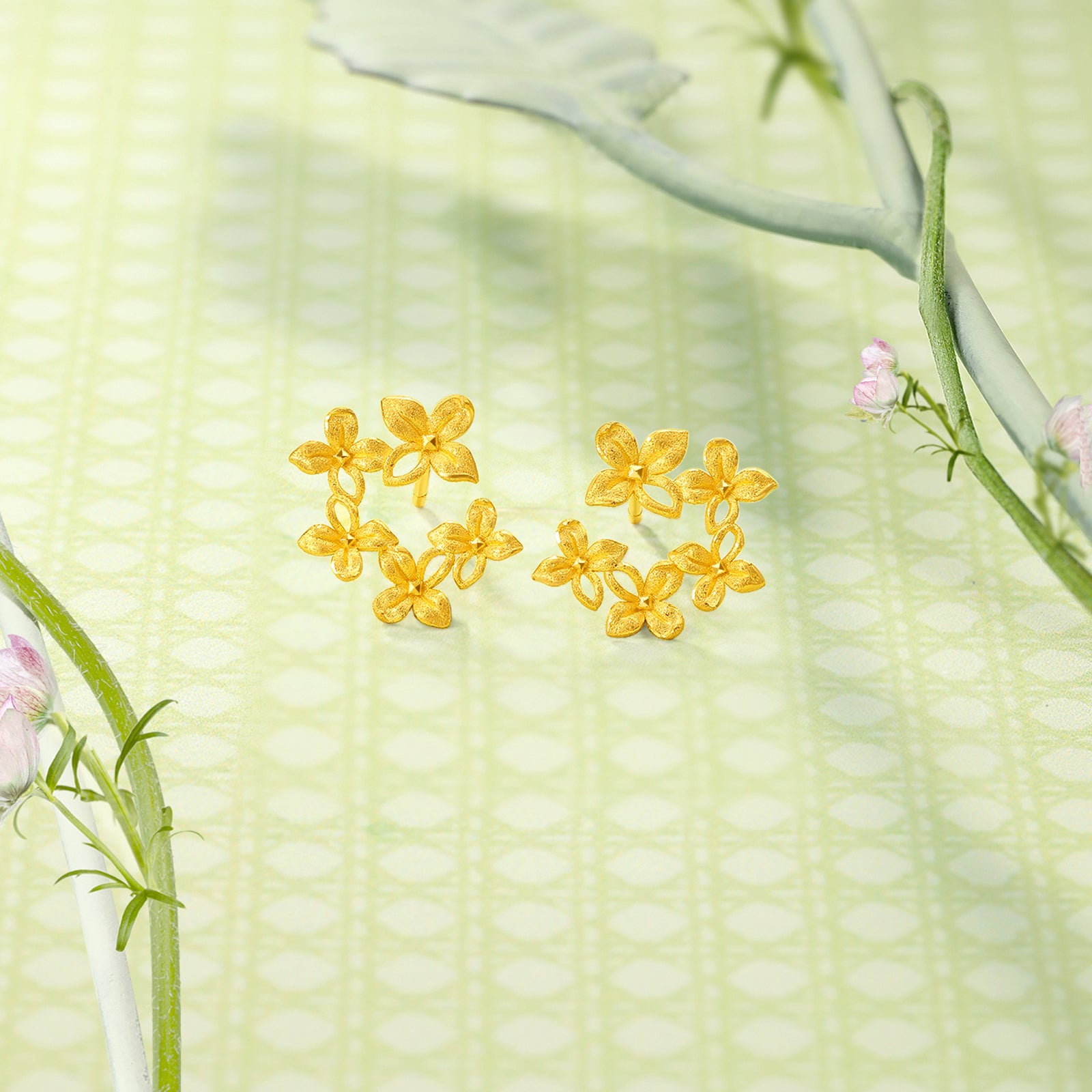 「Annie's Garden」24K 黃金耳環 花朵 2.5-2.9克 A0913023