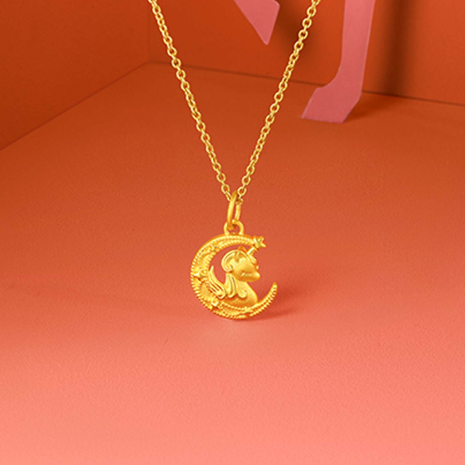 'Year of the Horse' 24K Gold Pendant Moon Horse 1-1.3g A0415517