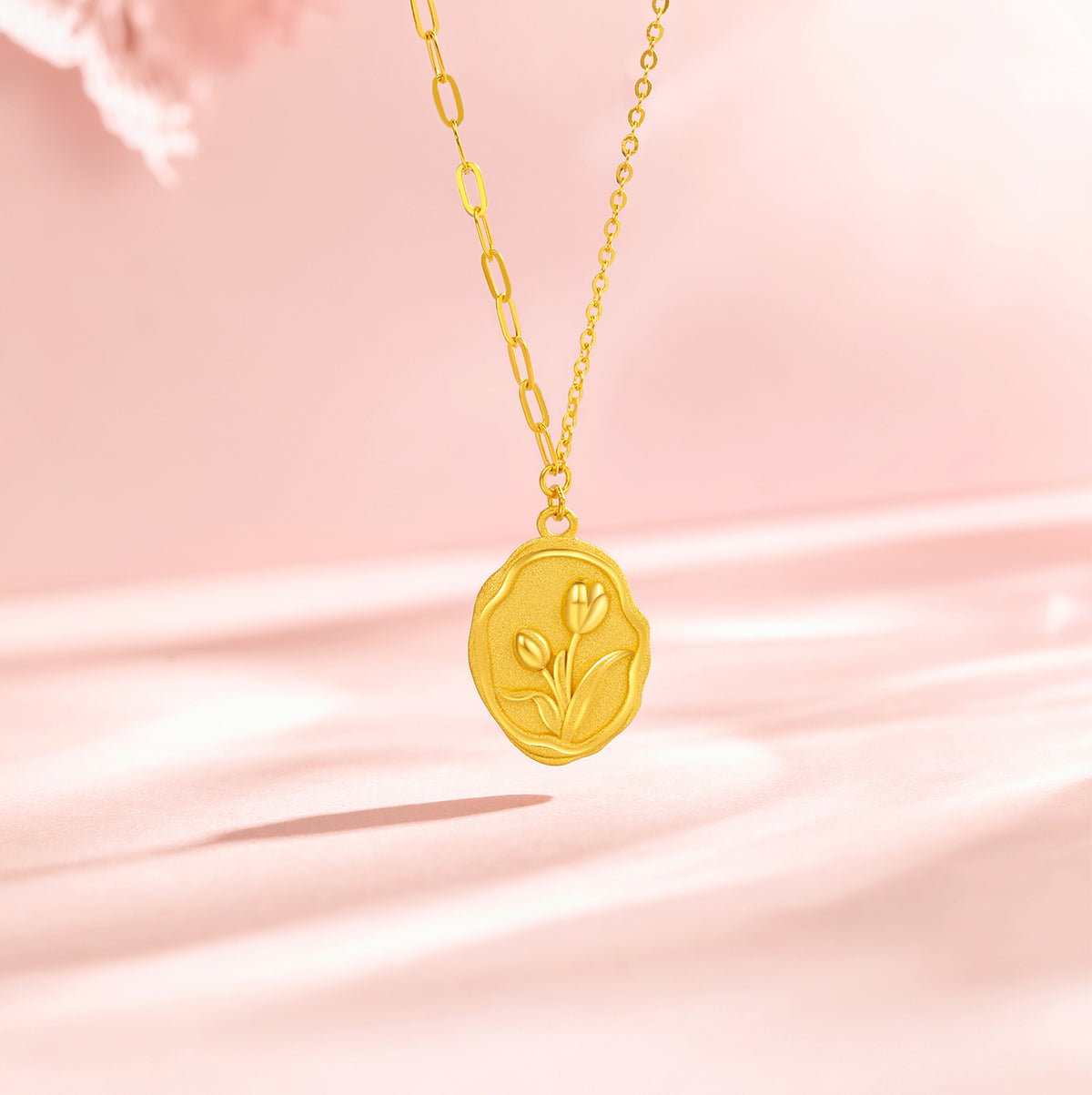 999 24K Gold Pendant Necklace Tulip 4.65-5.05g A0611951