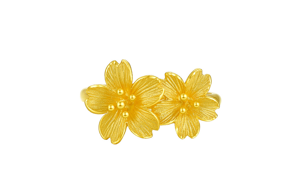 999 24K Gold Ring Flower 3-6g A018657