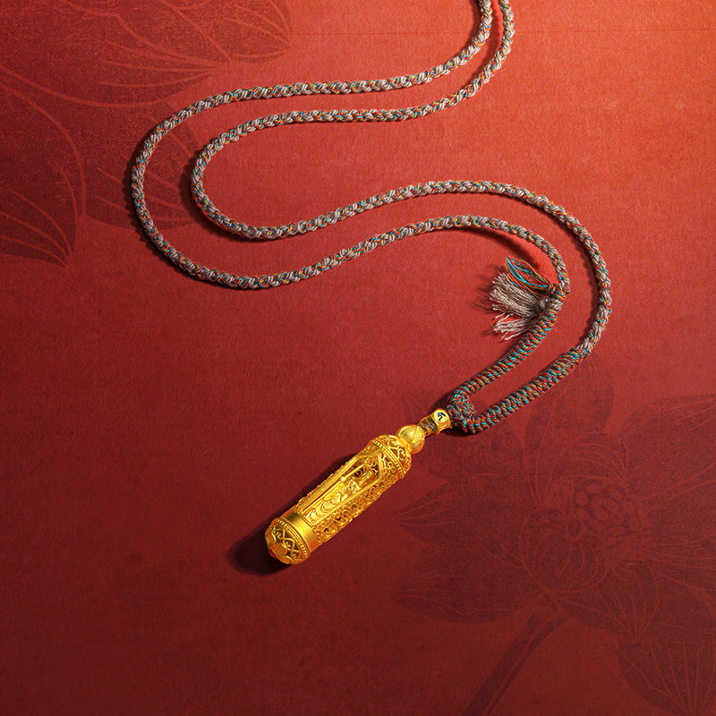 'Jiuhua Mountain' 999.9 24K Gold Pendant Necklace Vajra A0415248