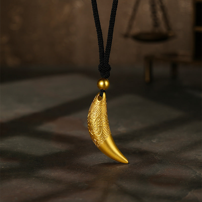 'Antiquity Gold' 999.9 24K Gold Pendant Necklace Crescent Moon 24-26g AA044176