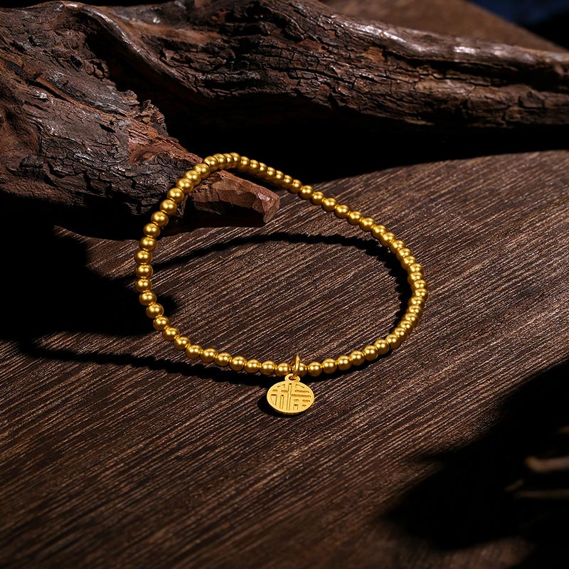 Antiquity Gold' 999.9 24K Gold Beaded Bracelet 4.6-5g A198679