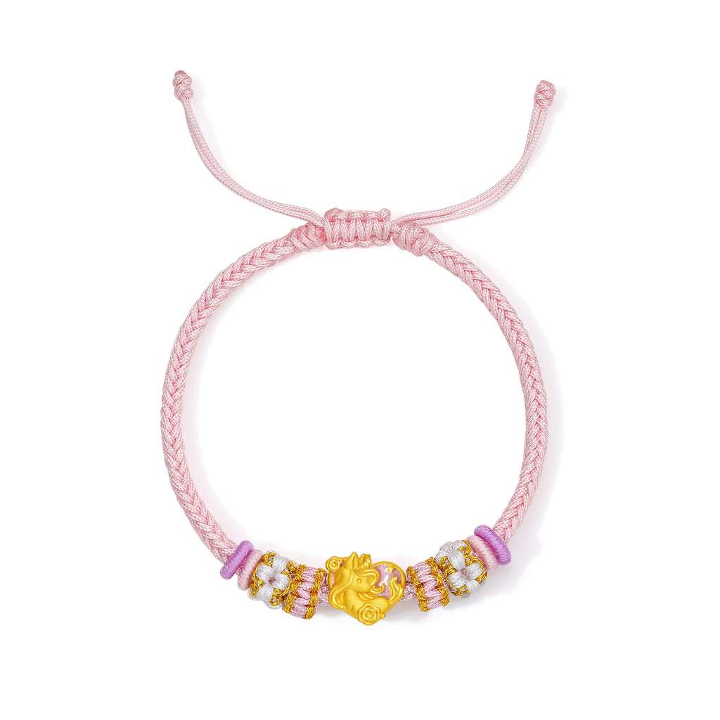 'Year of the Horse'  24K Gold String Bracelet Horse Heart 0.7-1g 16cm-22cm A1715542