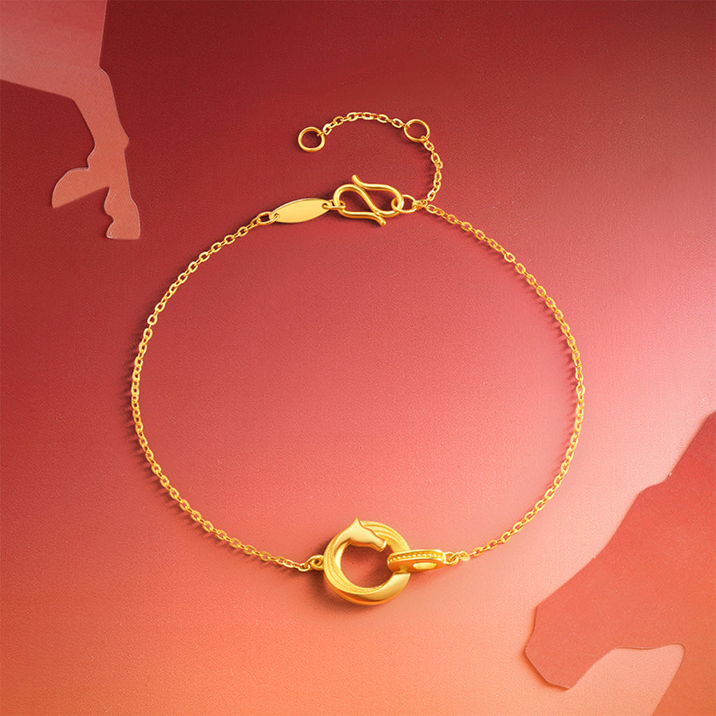 'Year of the Horse'  24K Gold Chain Bracelet Horse 2.1-2.5g 16cm-19cm A0723470