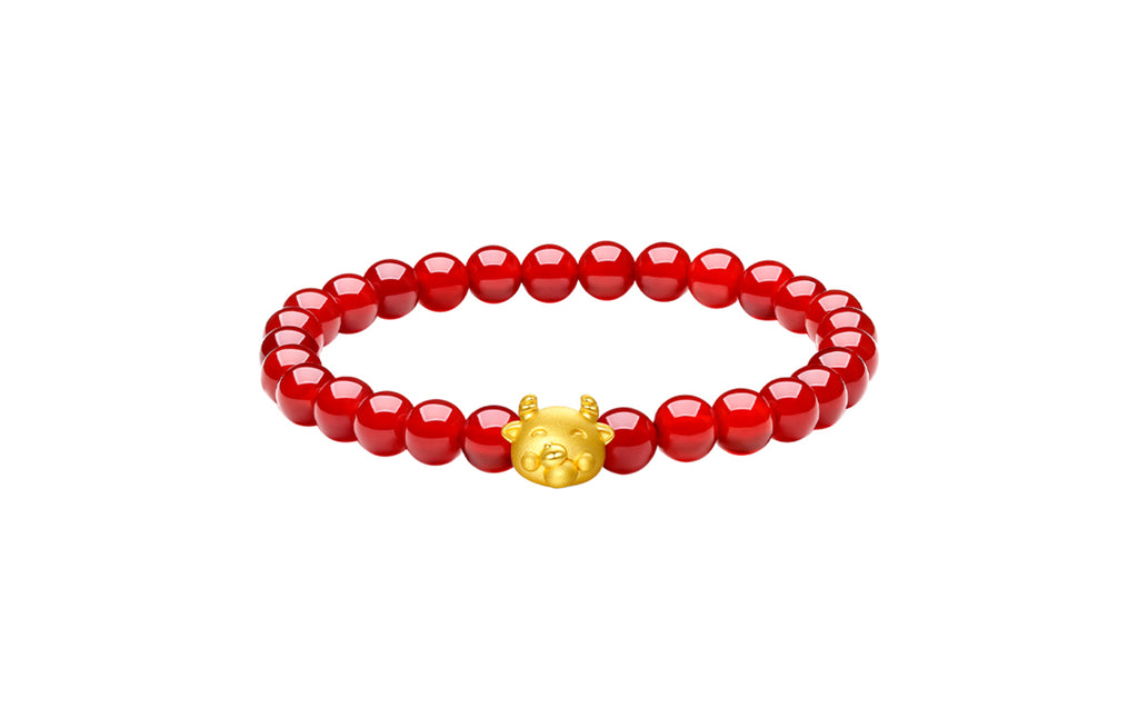 "Chinese Zodiac" 24K Gold Beaded Bracelet Agate 6-6.5mm Chinese Zodiac 0.4-0.6g