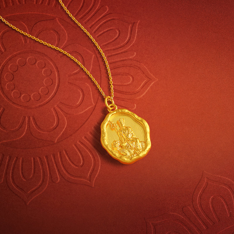 'Jiuhua Mountain' 999.9 24K Gold Pendant Ksitigarbha Bodhisattva A0415249