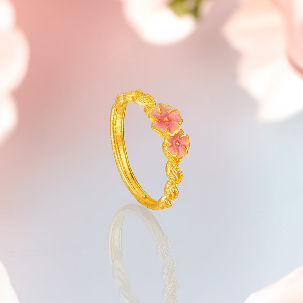 999 24K Gold Ring Flower 2.1-2.7g A0113199