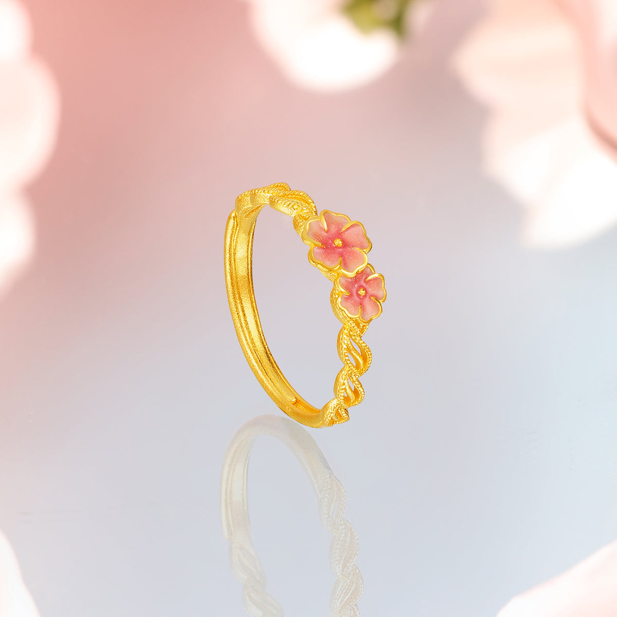 999 24K Gold Ring Flower 2.1-2.7g A0113199