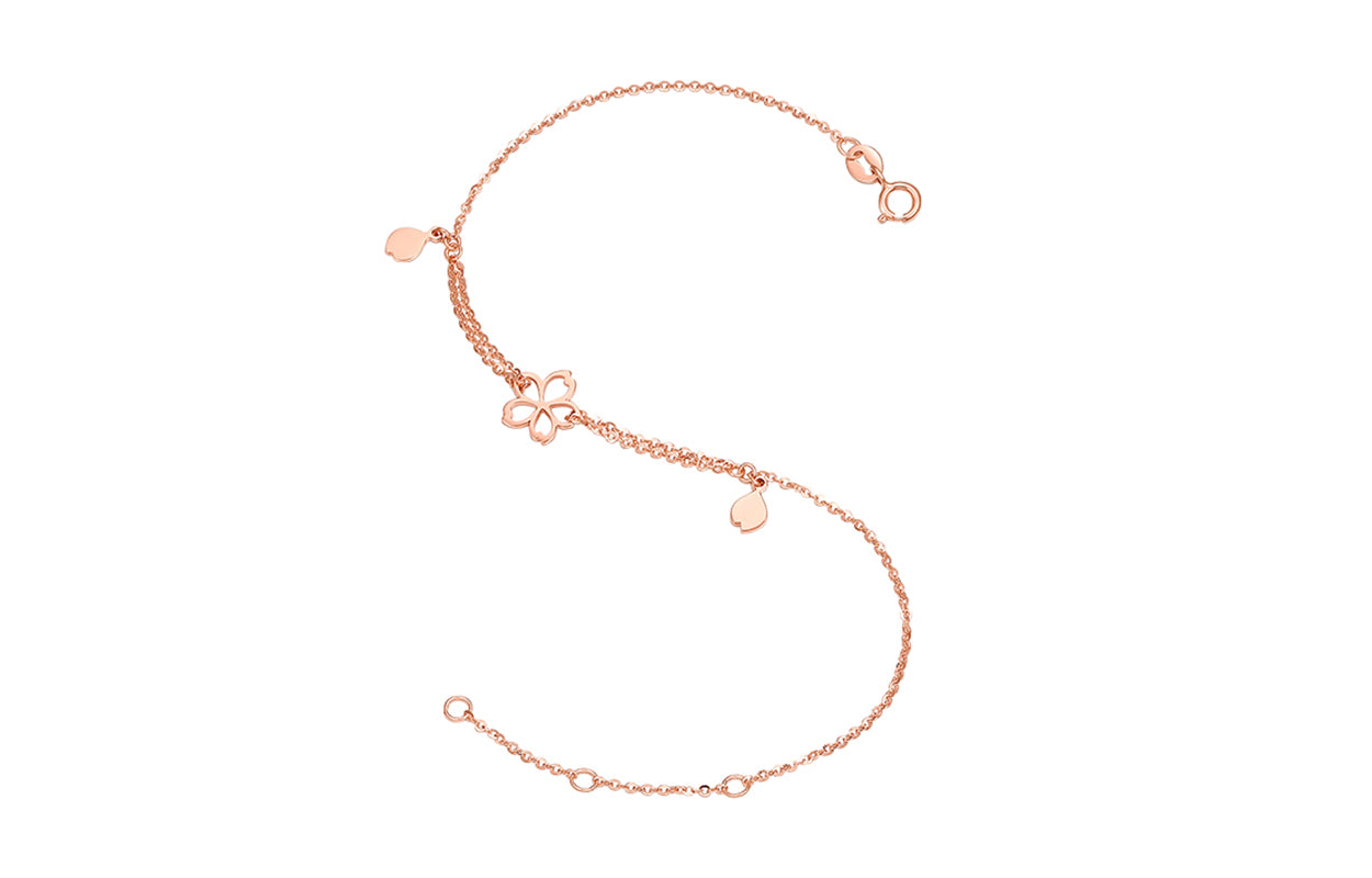   18K Rose Gold Chain Bracelet              Flower 0.95-1.35g C077936